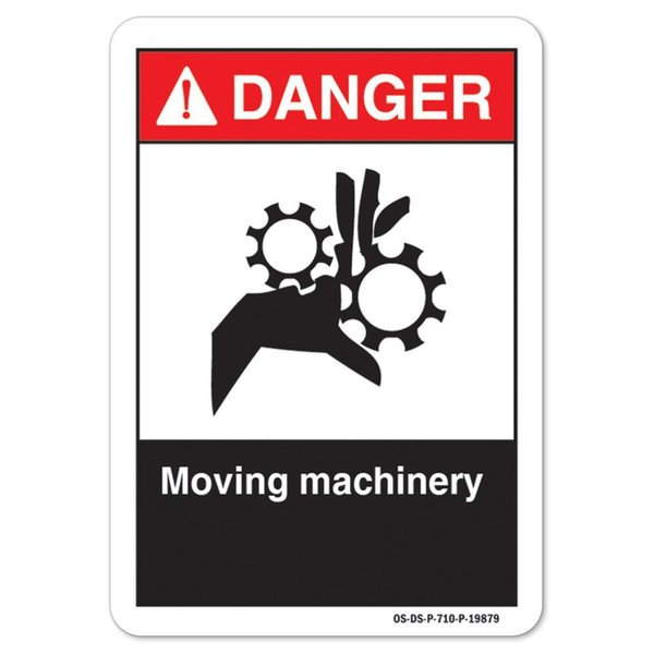 Signmission ANSI Danger Sign, Moving Machinery, 5in X 3.5in Decal, 3.5" H, 5" W, Landscape, Moving Machinery OS-DS-D-35-L-19879